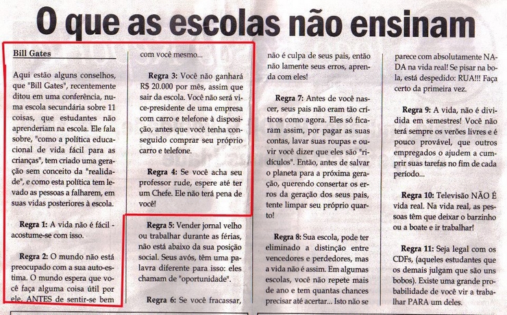 O que as escolas não ensinam